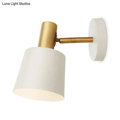 Mint Green and Gold Metal Drum Sconce Lamp