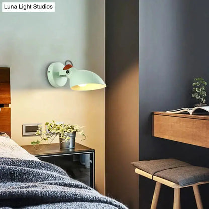 Modern Mint Green and Red Adjustable Arm Sconce