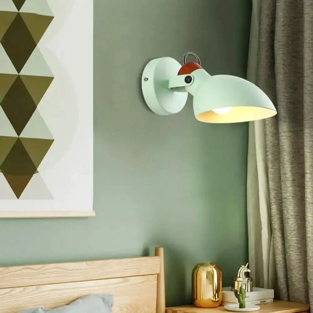 Modern Mint Green and Red Adjustable Arm Sconce