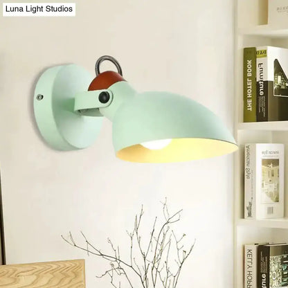 Modern Mint Green and Red Adjustable Arm Sconce