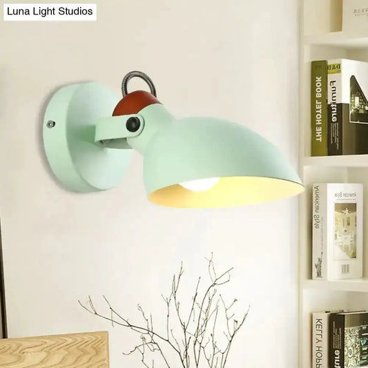 Decorbites modern mint green and red adjustable arm metal wall-mount sconce light for bedroom on Tampa Home & Garden Store