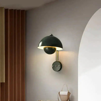 Ruby Modern Mushroom Wall Lamp Brass Base Bedroom