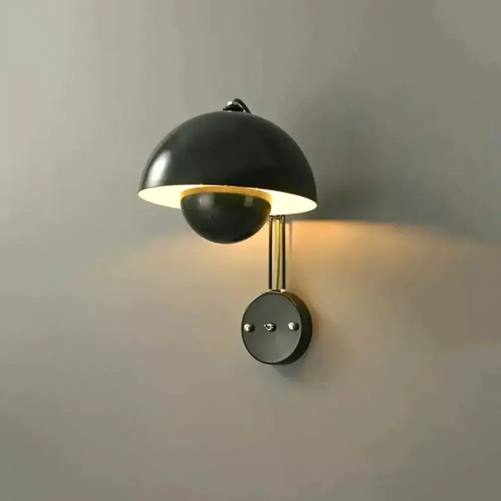 Ruby Modern Mushroom Wall Lamp Brass Base Bedroom