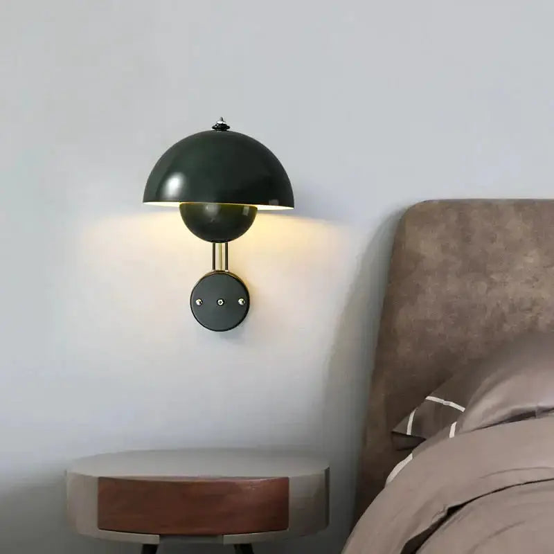 Ruby Modern Mushroom Wall Lamp Brass Base Bedroom