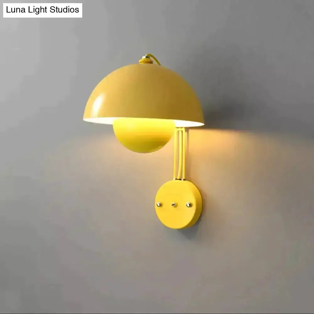 Ruby Modern Mushroom Wall Lamp Brass Base Bedroom