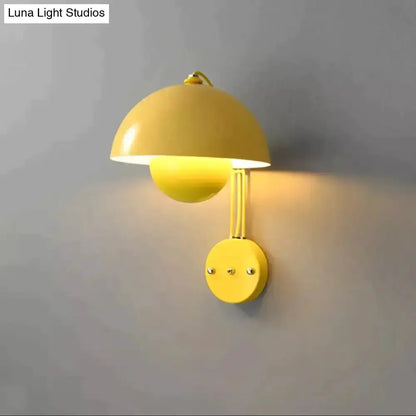 Ruby Modern Mushroom Wall Lamp Brass Base Bedroom