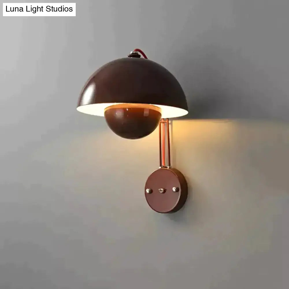 Ruby Modern Mushroom Wall Lamp Brass Base Bedroom