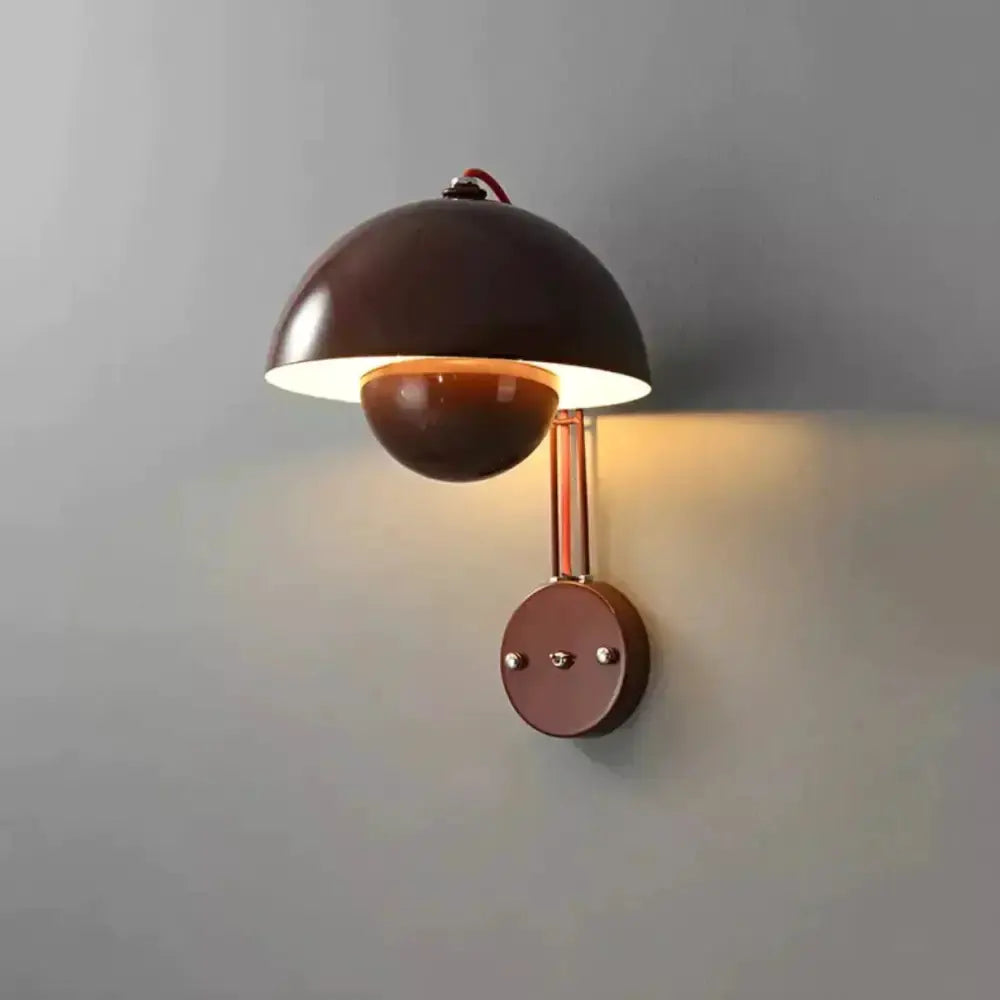 Ruby Modern Mushroom Wall Lamp Brass Base Bedroom