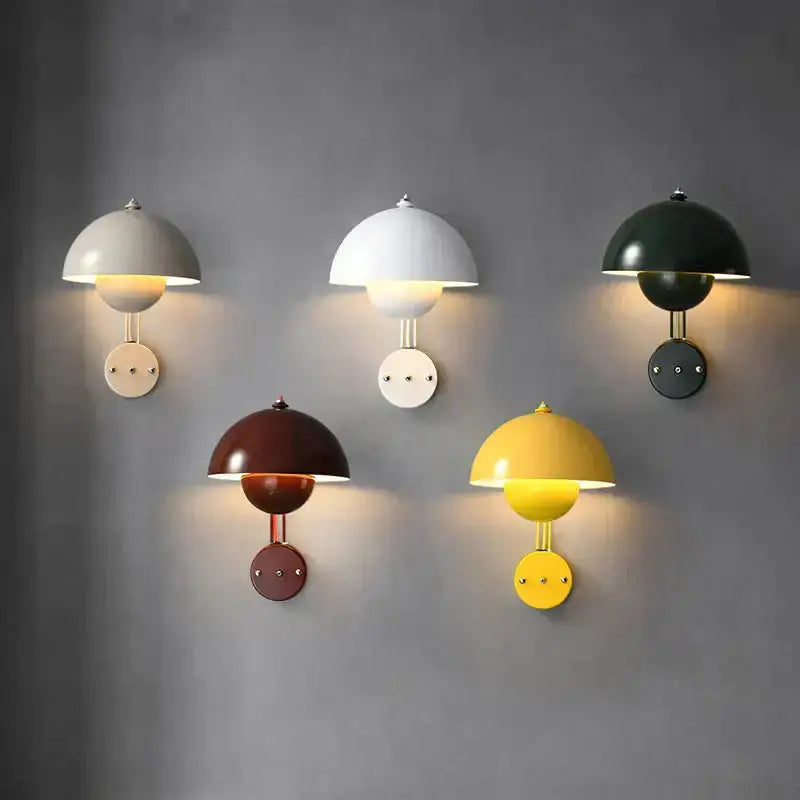 Ruby Modern Mushroom Wall Lamp Brass Base Bedroom