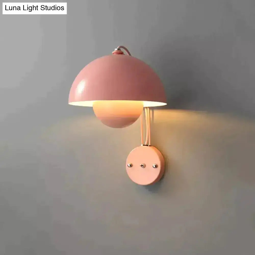 Ruby Modern Mushroom Wall Lamp Brass Base Bedroom