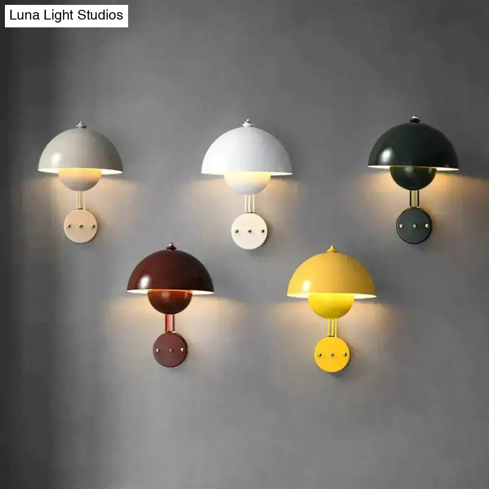 Ruby Modern Mushroom Wall Lamp Brass Base Bedroom