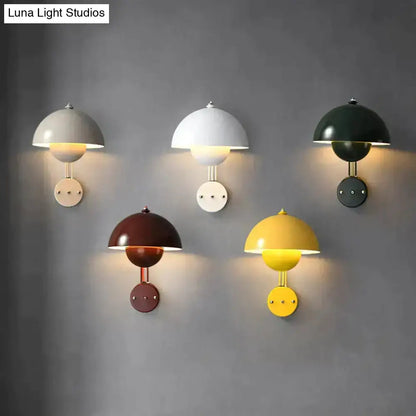Ruby Modern Mushroom Wall Lamp Brass Base Bedroom