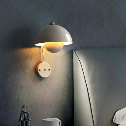 Ruby Modern Mushroom Wall Lamp Brass Base Bedroom