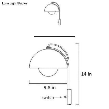 Ruby Modern Mushroom Wall Lamp Brass Base Bedroom