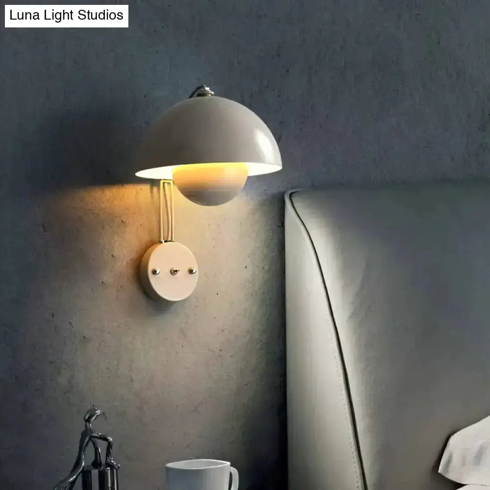 Ruby Modern Mushroom Wall Lamp Brass Base Bedroom