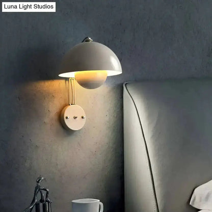 Ruby Modern Mushroom Wall Lamp Brass Base Bedroom