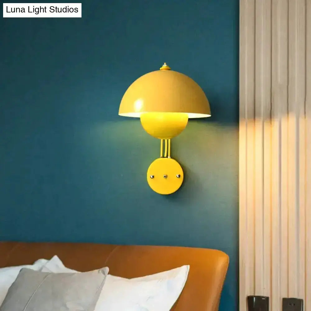 Ruby Modern Mushroom Wall Lamp Brass Base Bedroom
