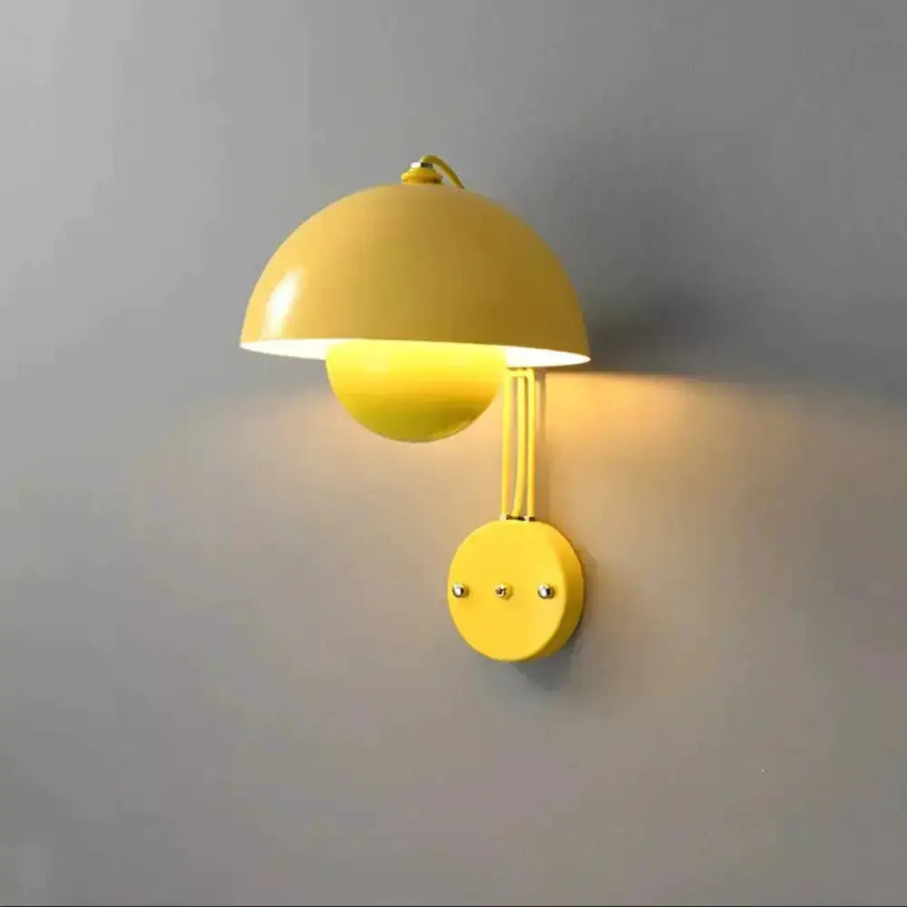 Ruby Modern Mushroom Wall Lamp Brass Base Bedroom