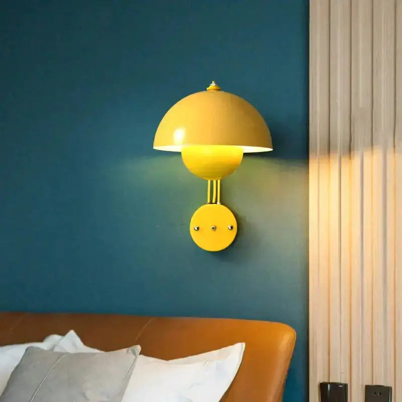 Ruby Modern Mushroom Wall Lamp Brass Base Bedroom