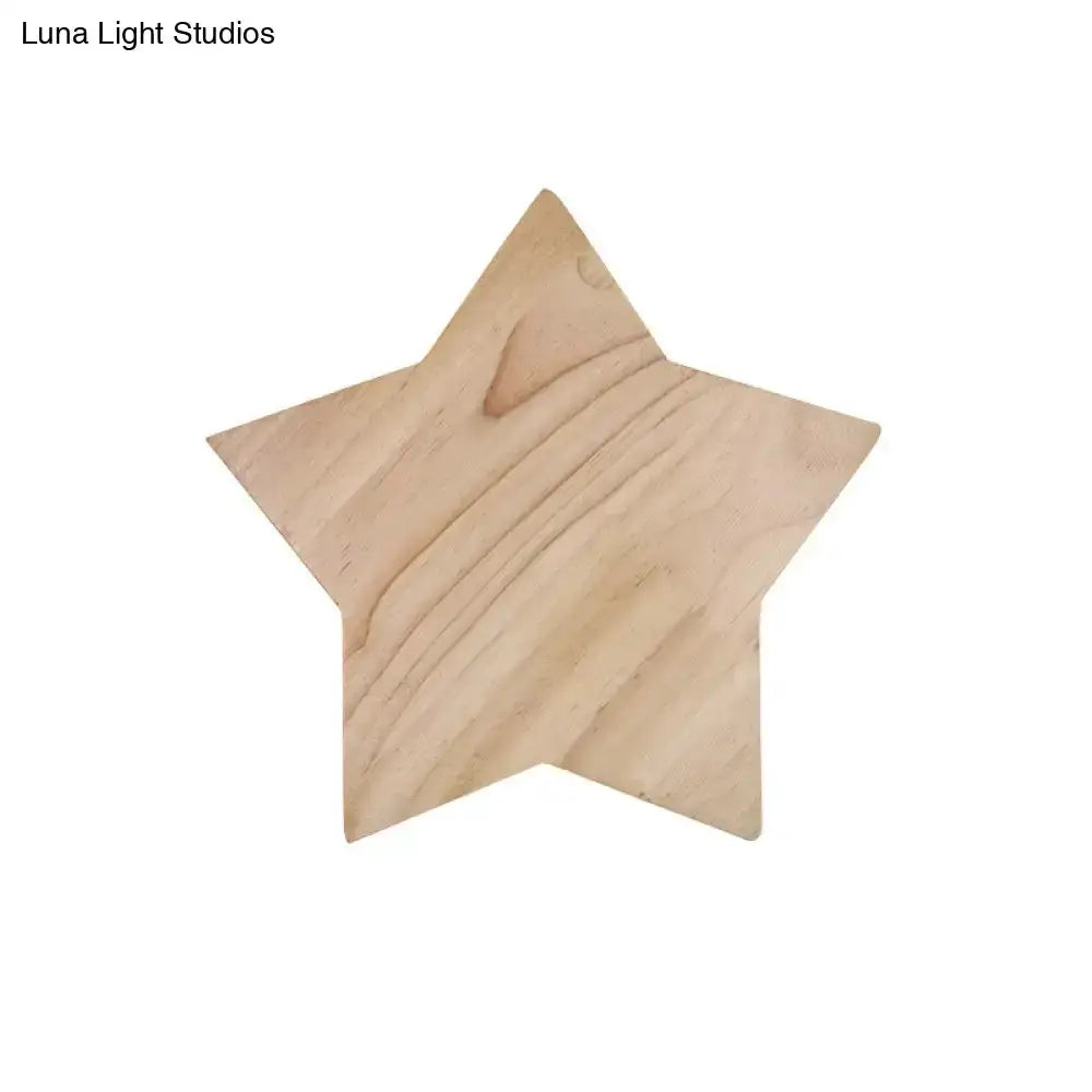 Modern Natural Wood Star Wall Lamp Sconce