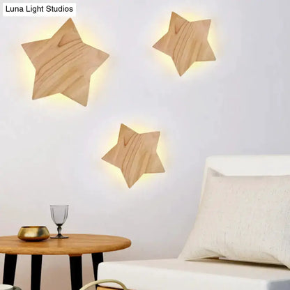 Modern Natural Wood Star Wall Lamp Sconce