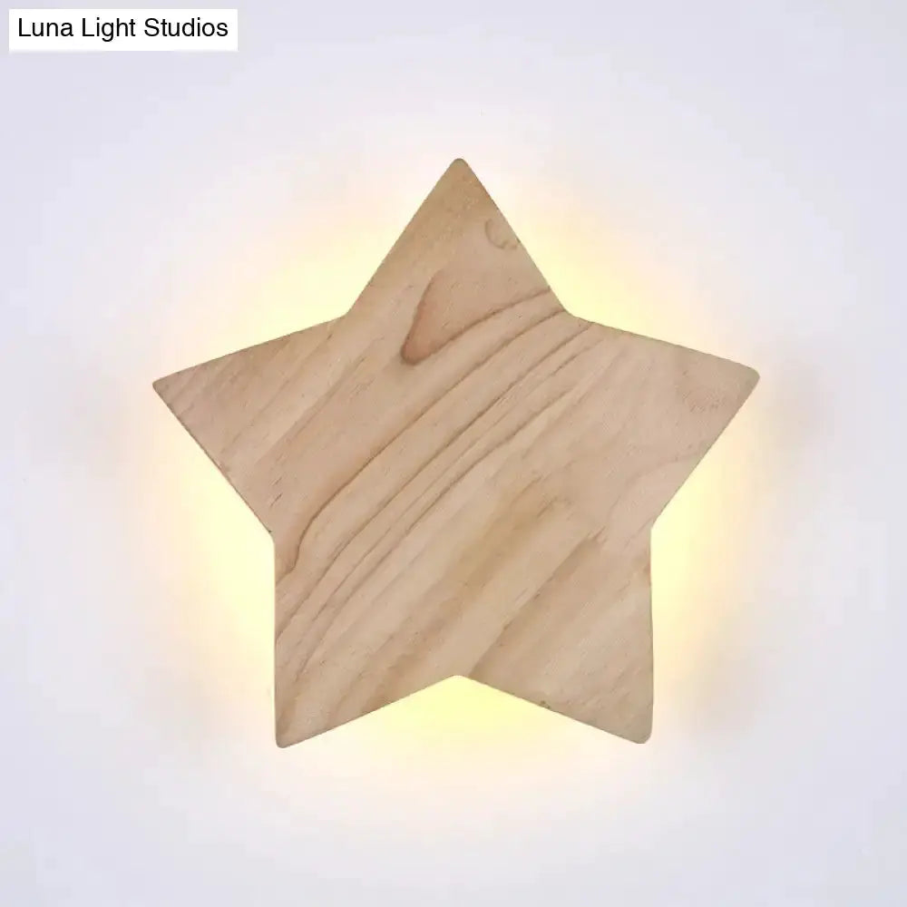 Modern Natural Wood Star Wall Lamp Sconce