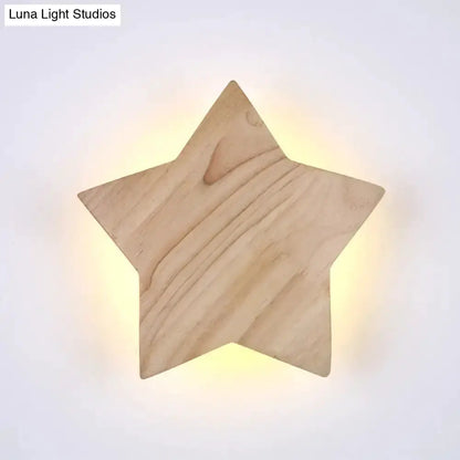 Modern Natural Wood Star Wall Lamp Sconce