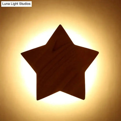 Modern Natural Wood Star Wall Lamp Sconce