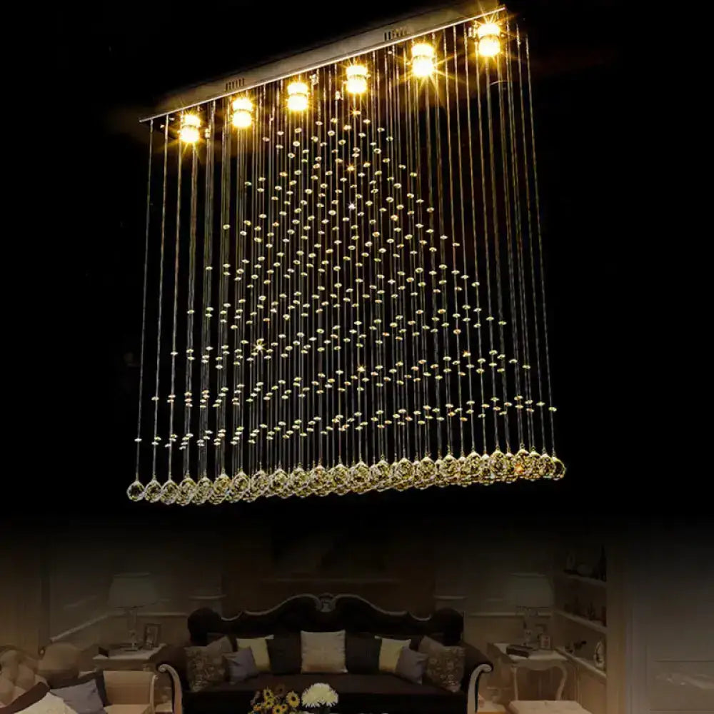 Nickel Crystal Ball Chandelier by Decorbites, hanging crystal beads on a modern frame on Tampa Home & Garden Store