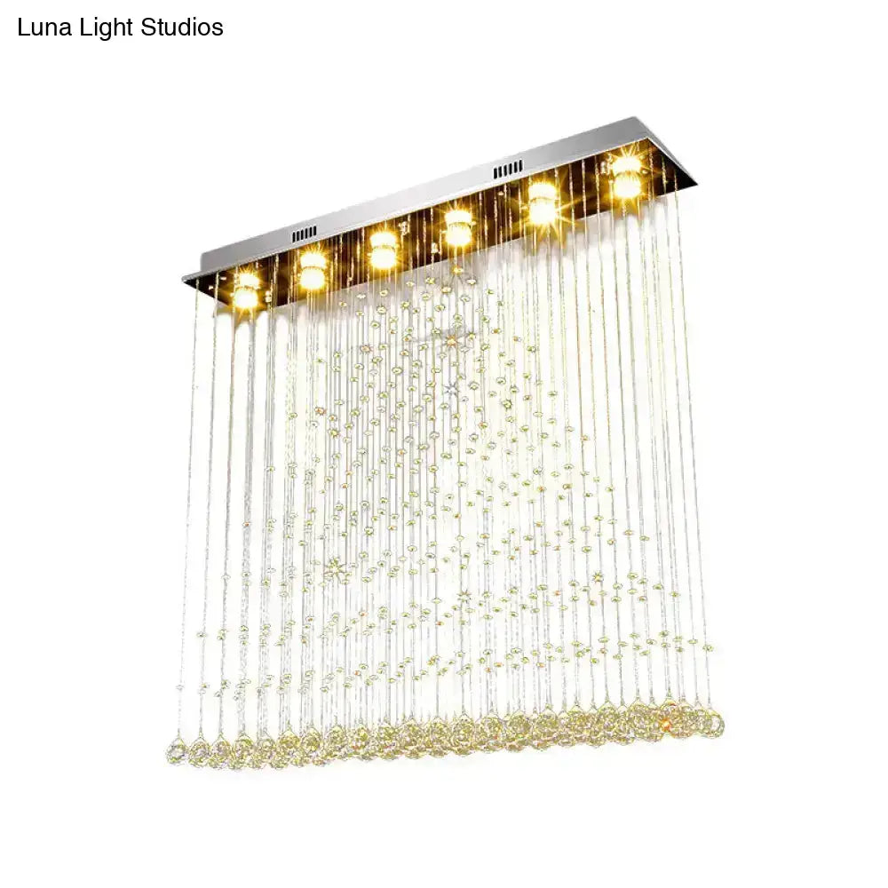 Nickel Crystal Ball Chandelier with multi-strand clear crystal beads and warm bulbs Decorbites on Tampa Home & Garden Store