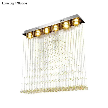 Nickel Crystal Ball Chandelier with hanging crystal strands and warm bulbs on Tampa Home & Garden Store