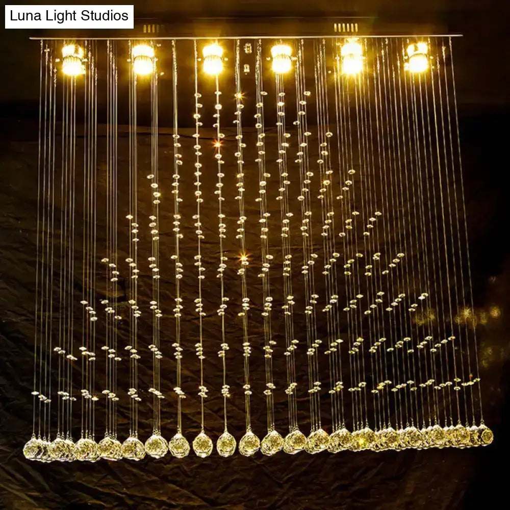 Nickel Crystal Ball Chandelier by Decorbites with cascading glass bead strands on Tampa Home & Garden Store