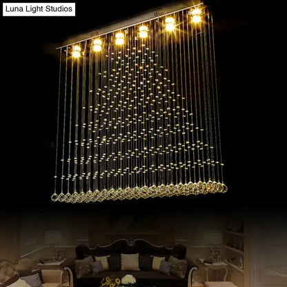 Nickel crystal ball chandelier with cascading crystal strands and a bottom row of drops on Tampa Home & Garden Store