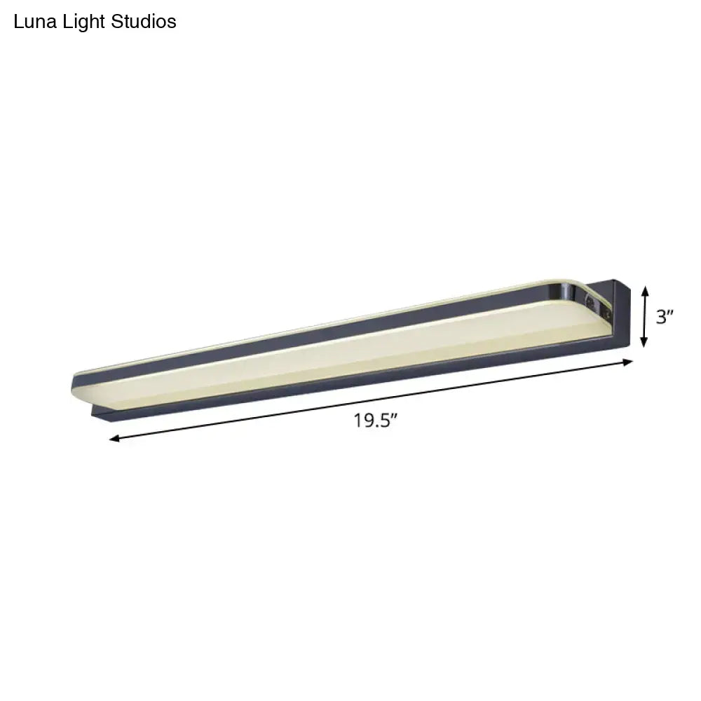 Nickel Modern Vanity Sconce with frosted glass shade, 19.5 in long, 3 in tall on Tampa Home & Garden Store