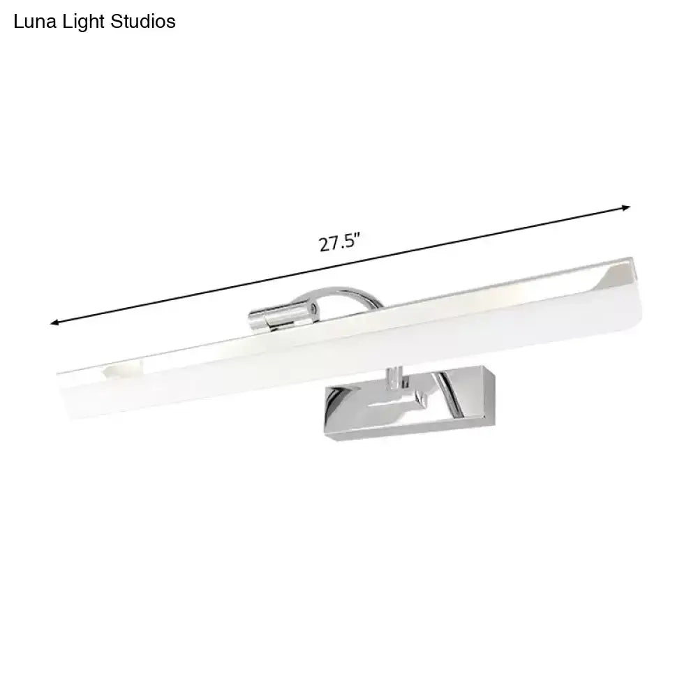 Modern nickel rectangular LED vanity light with white diffuser, 27.5 in wall mount on Tampa Home & Garden Store