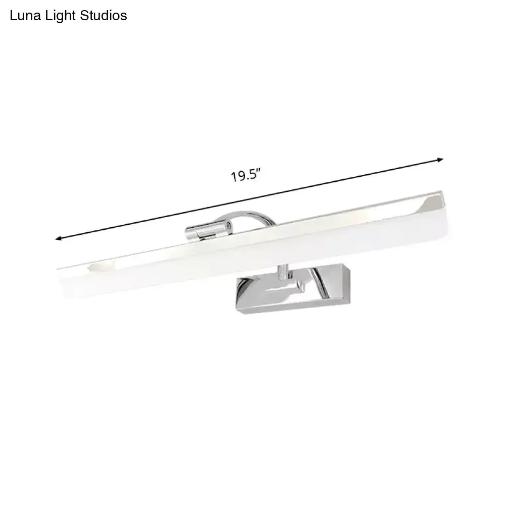Modern nickel rectangular LED vanity light with white glow Decorbites bathroom fixture on Tampa Home & Garden Store
