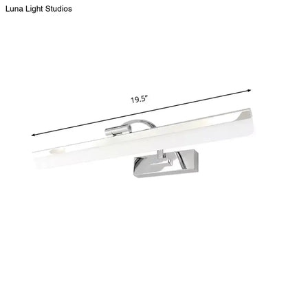 Modern nickel rectangular LED vanity light with white glow Decorbites bathroom fixture on Tampa Home & Garden Store