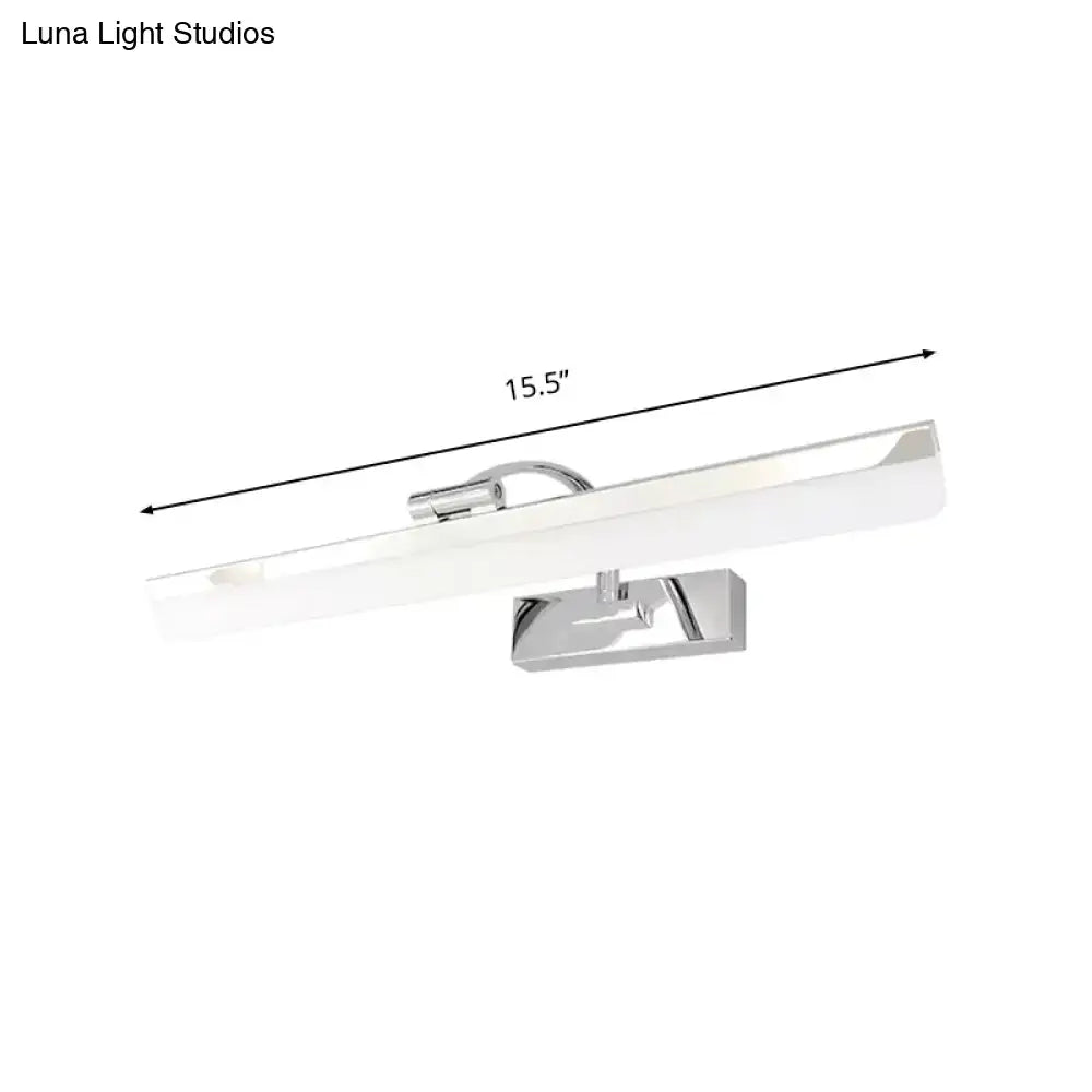 Modern nickel rectangular LED vanity light with frosted white shade, 15.5in length Decorbites on Tampa Home & Garden Store