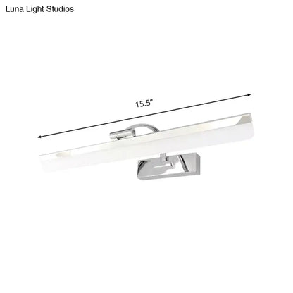 Modern nickel rectangular LED vanity light with frosted white shade, 15.5in length Decorbites on Tampa Home & Garden Store