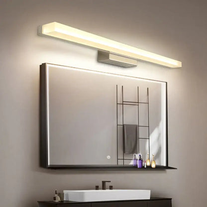 Nickel rectangular wall light by Decorbites, sleek LED bar above a bathroom mirror on Tampa Home & Garden Store