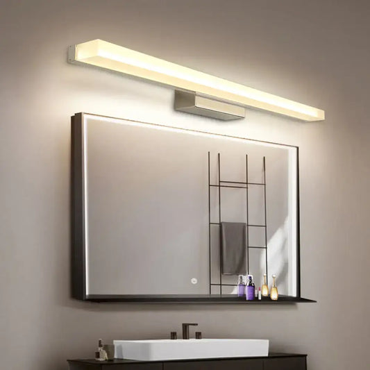 Nickel rectangular wall light by Decorbites, sleek LED bar above a bathroom mirror on Tampa Home & Garden Store