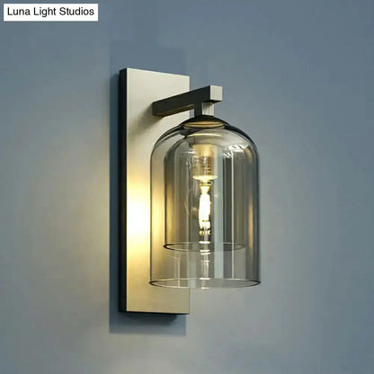 Modern Nordic Grey Glass Dome Wall Lamp Sconce