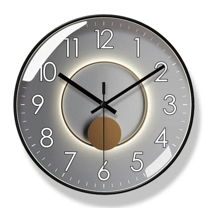 Modern Scandinavian Wall Clock Moktan Sabai, gray face with white numerals and black hands on Tampa Home & Garden Store