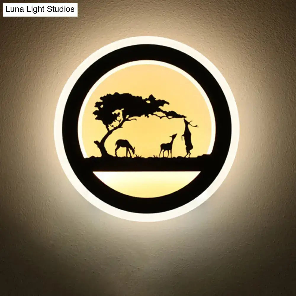 Black acrylic built-in shelf wall sconce with safari silhouettes Decorbites on Tampa Home & Garden Store