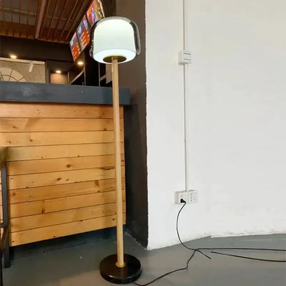 Modern Nordic Wood and Glass Floor Lamp Living