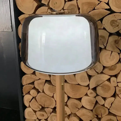 Modern Nordic Wood and Glass Floor Lamp Living