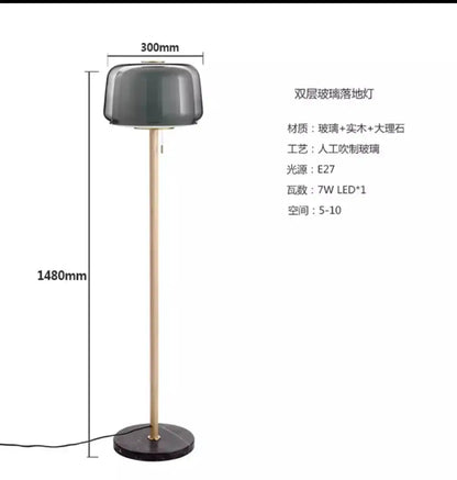 Modern Nordic Wood and Glass Floor Lamp Living