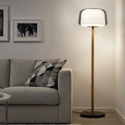 Modern Nordic Wood and Glass Floor Lamp Living
