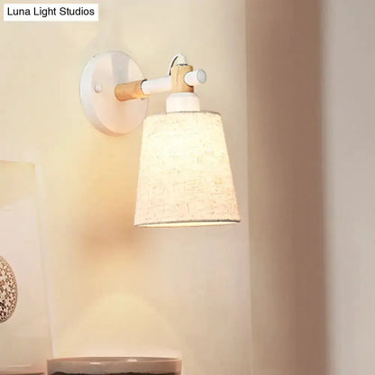 Modern Nordic Wood Wall Lamp With Horn Shade