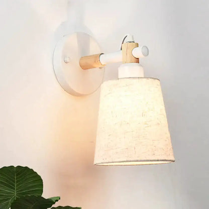Modern Nordic Wood Wall Lamp With Horn Shade